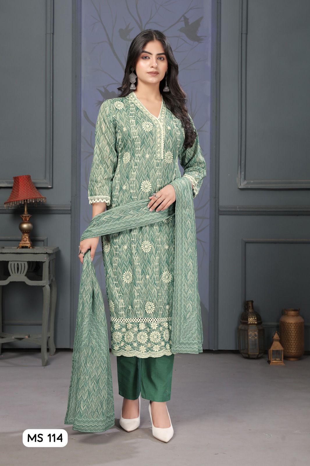 114 Ladyv Pure Cotton Readymade Pant Style Suits Exporter Gujarat