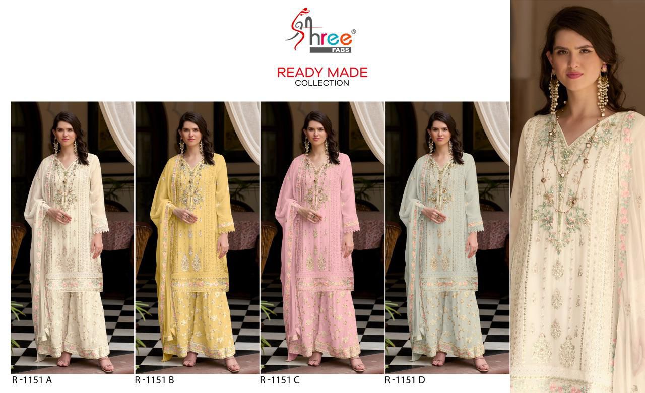 1151 Shree Fabs Chiffon Pakistani Readymade Suits Wholesale Price
