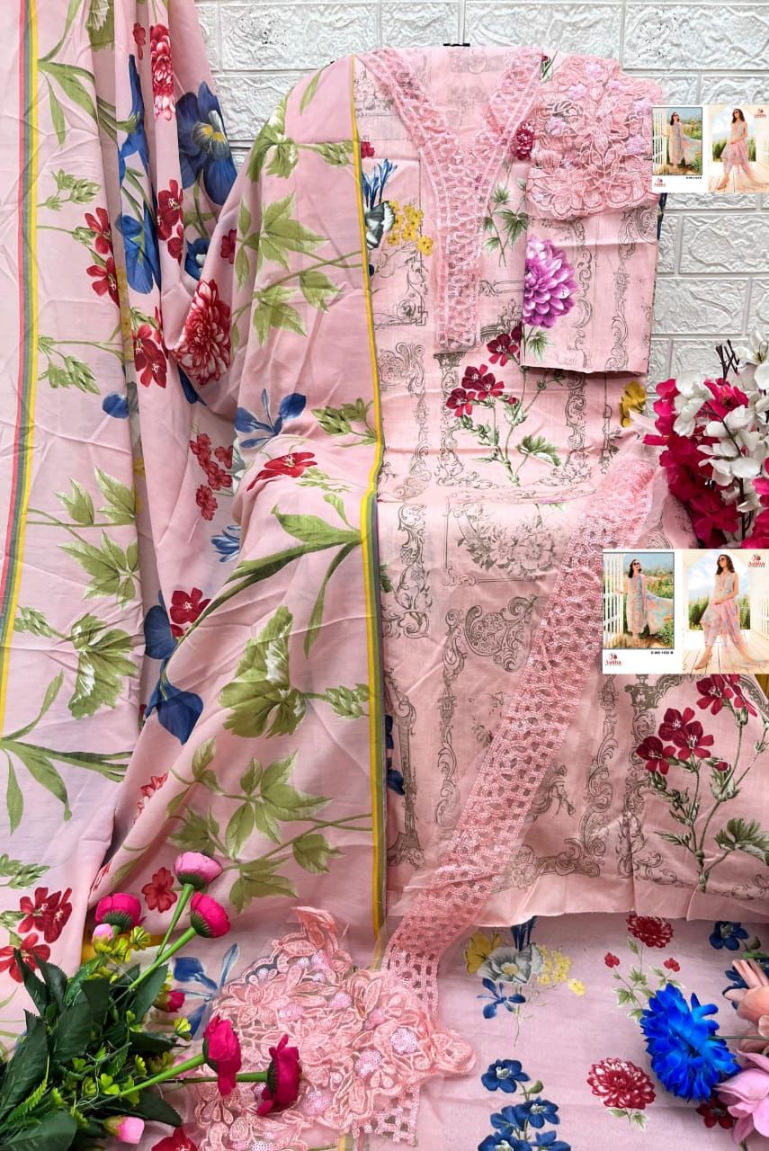 1152Ab Aasha Designer Pure Cotton Pakistani Patch Work Suits Manufacturer