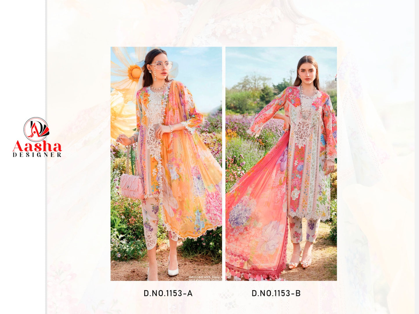 1153Ab Aasha Designer Pure Cotton Pakistani Salwar Suits Manufacturer India