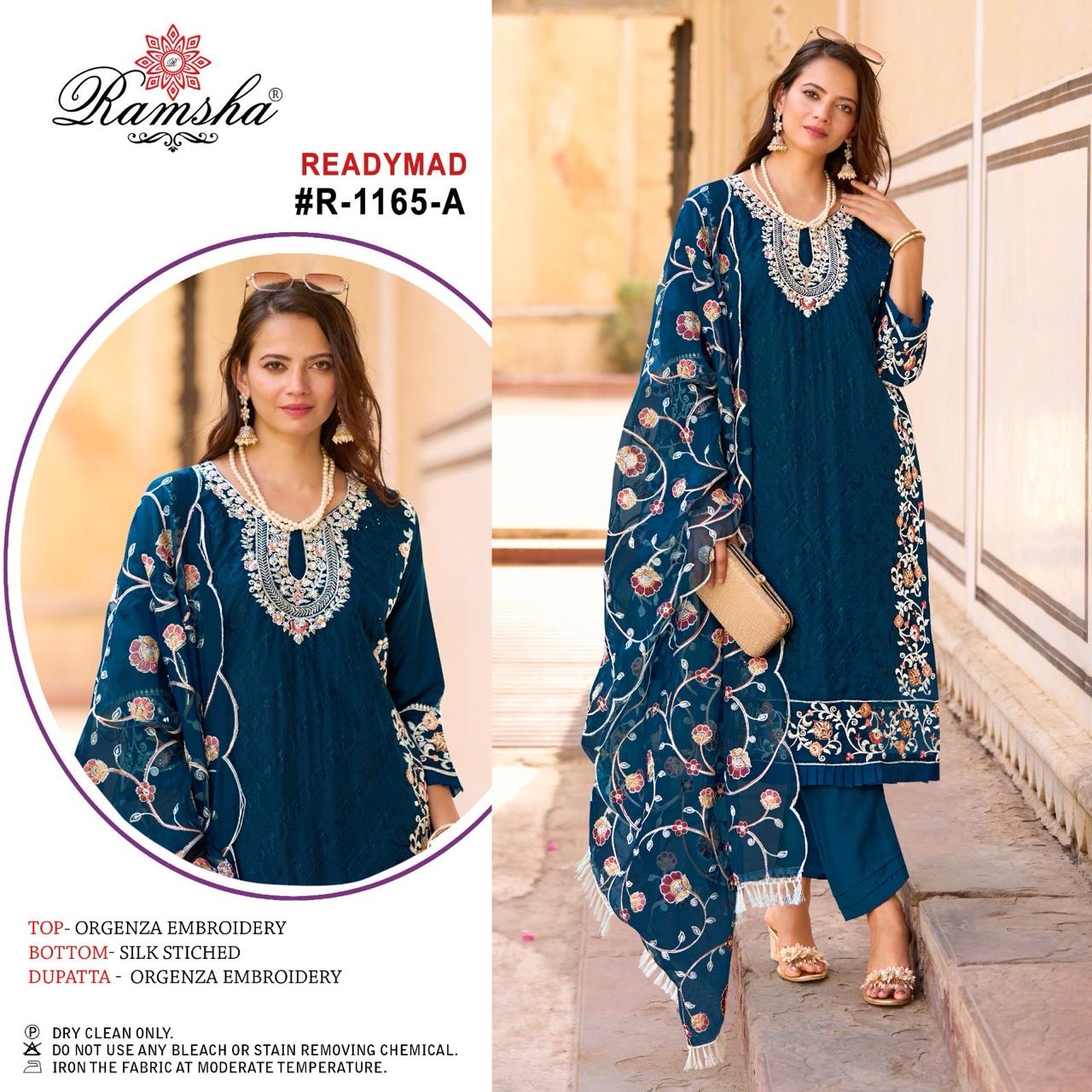 1165 Ramsha Organza Pakistani Readymade Suits Exporter India