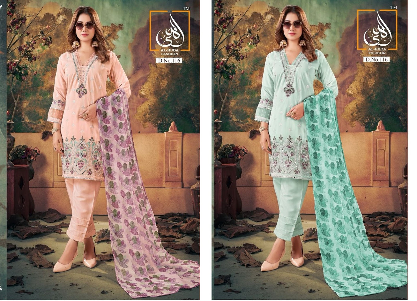 116 Al Huda Fashion Georgette Pakistani Readymade Suits Manufacturer Gujarat
