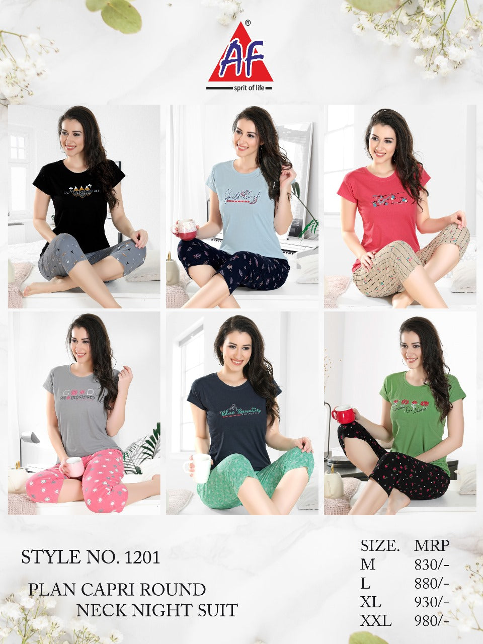 1201 Afdc 30 Count Capri Night Suits