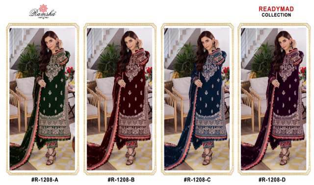 1208Abcd Ramsha Readymade Velvet Suits Manufacturer Ahmedabad