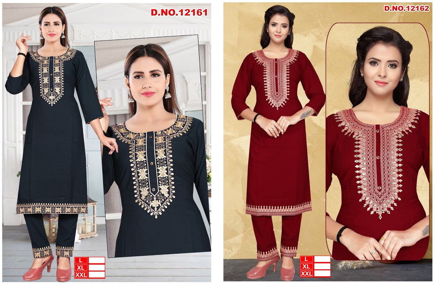 12161-12162 Vkh Rayon Knee Length Kurtis Exporter