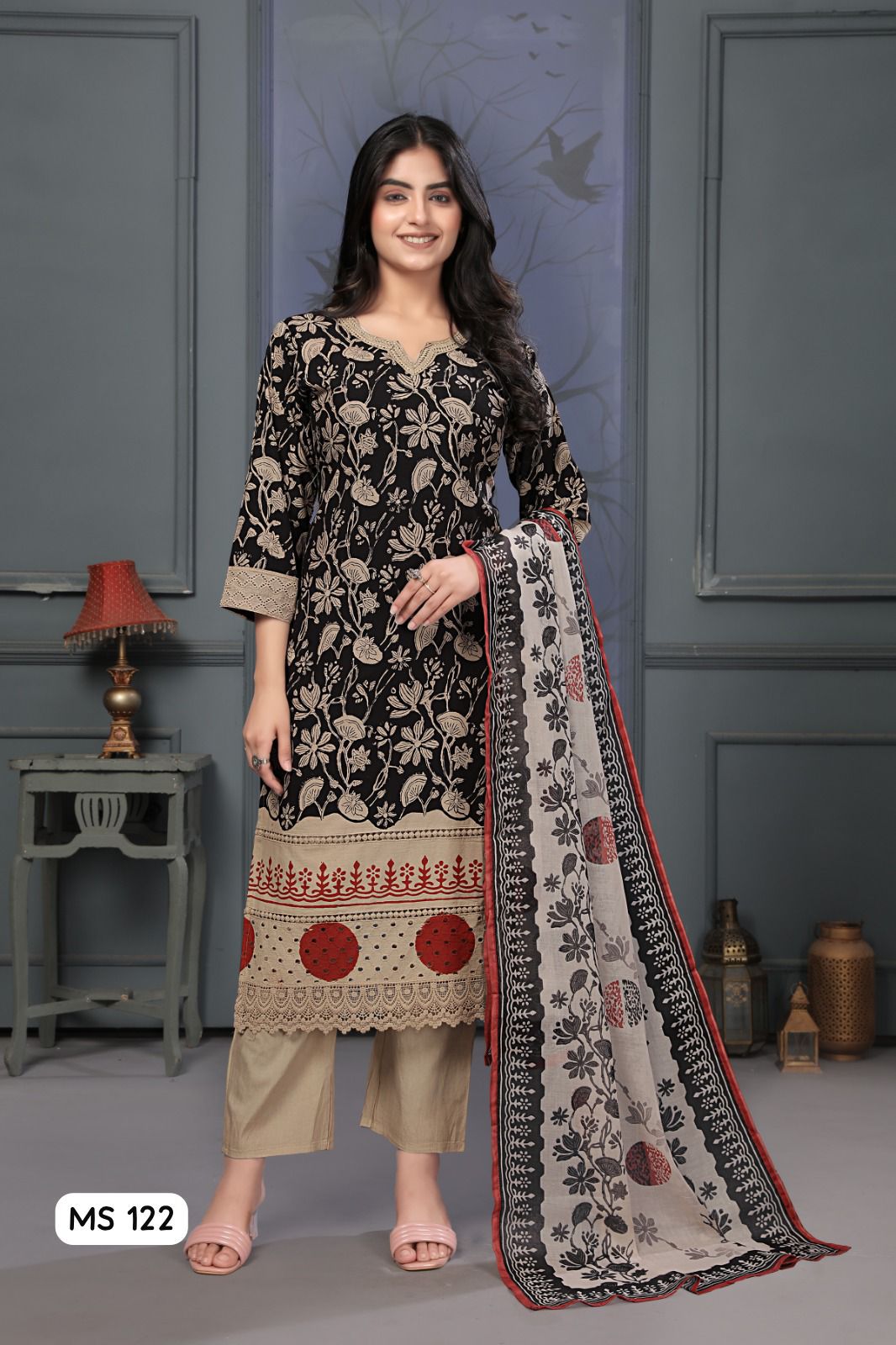 122 Ladyv Cotton Readymade Pant Style Suits Exporter Gujarat