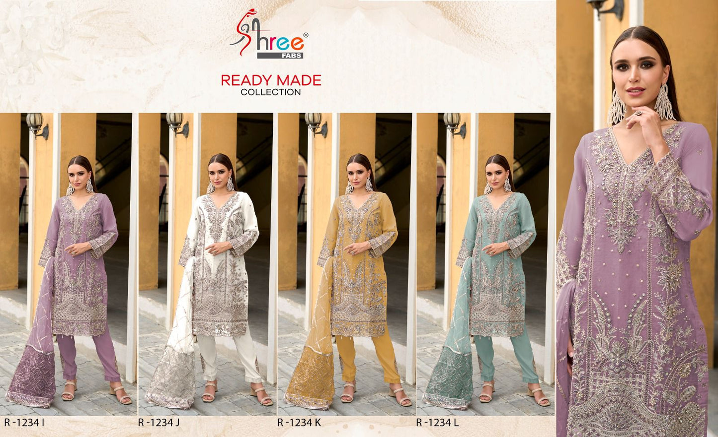 1234 Shree Fabs Organza Pakistani Readymade Suits Exporter Gujarat