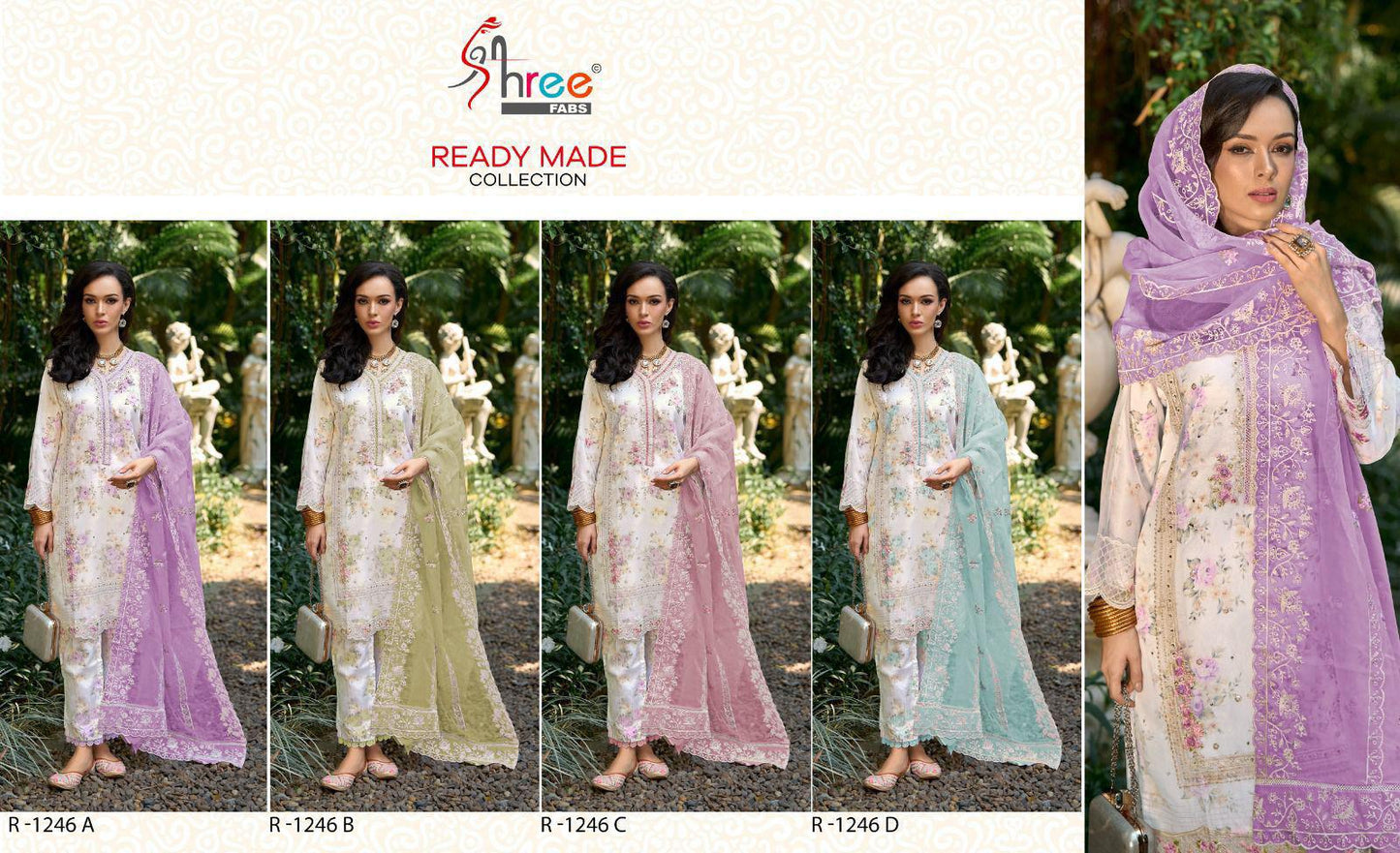 1246 Shree Fabs Organza Pakistani Readymade Suits Supplier India