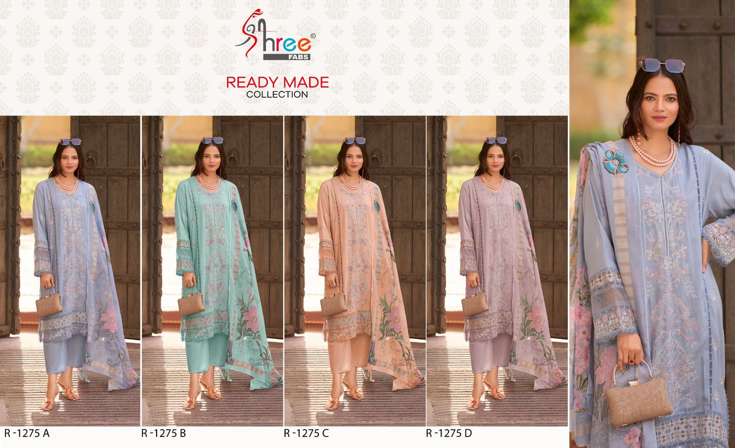 1275 Shree Fabs Cotton Lawn Pakistani Readymade Suits Wholesaler Ahmedabad
