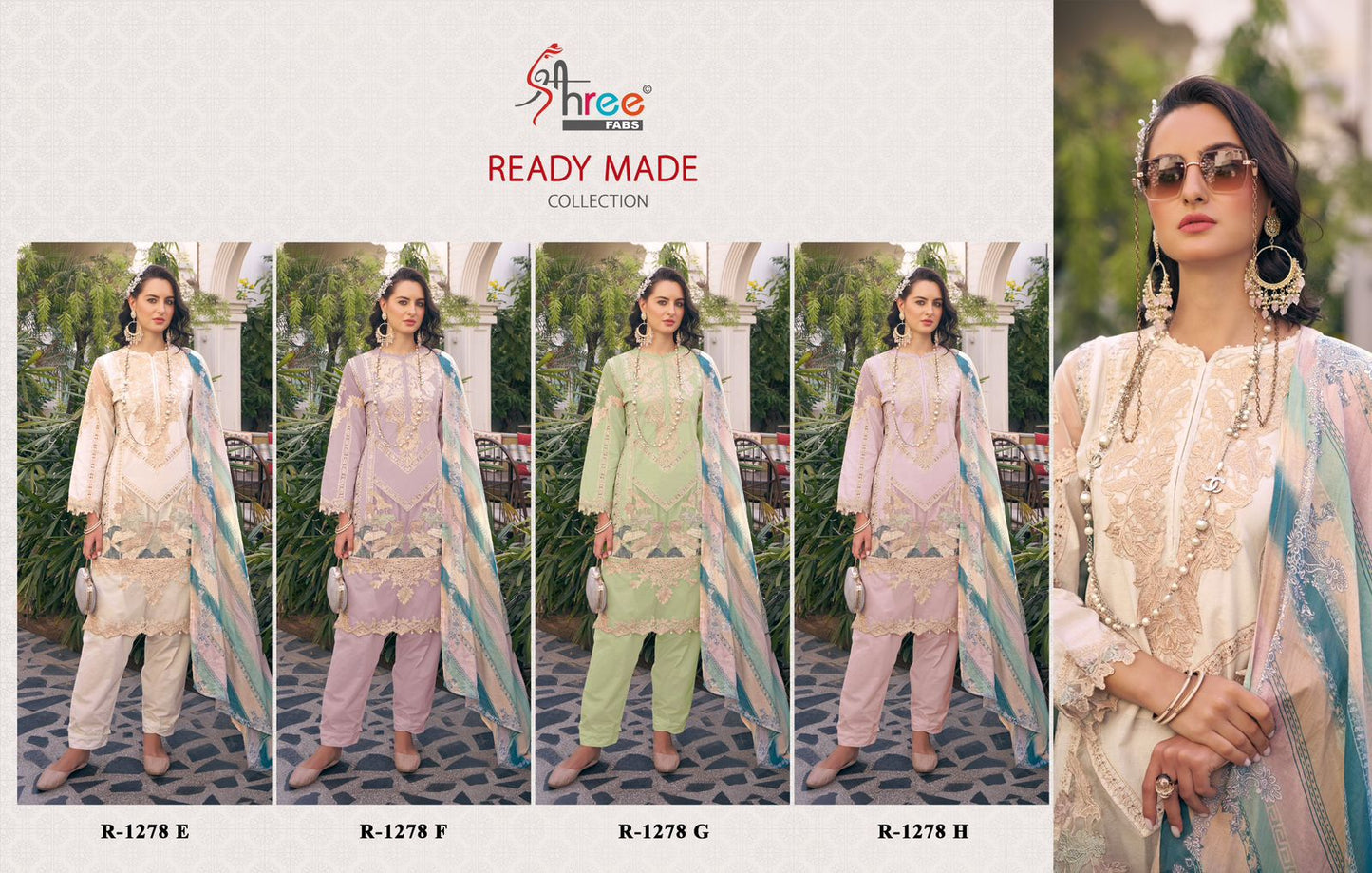 1278 Efgh Shree Fabs Cambric Cotton Pakistani Readymade Suits Wholesaler