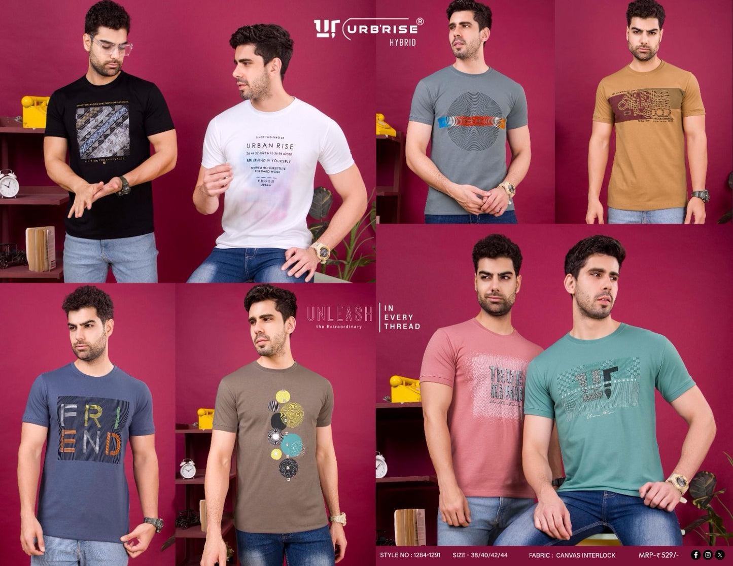 1284-1291 Urbanrise Canvas Interlock Mens Tshirts Wholesale