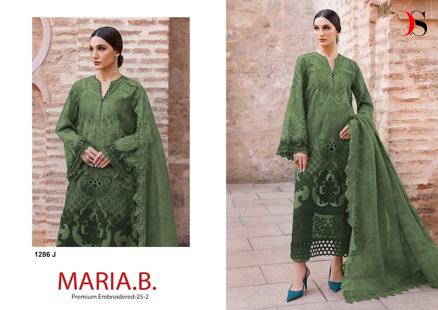 1286 Ijkl Maria B Premium Embroidered 25-2 Deepsy Cotton Pakistani Salwar Suits Manufacturer India