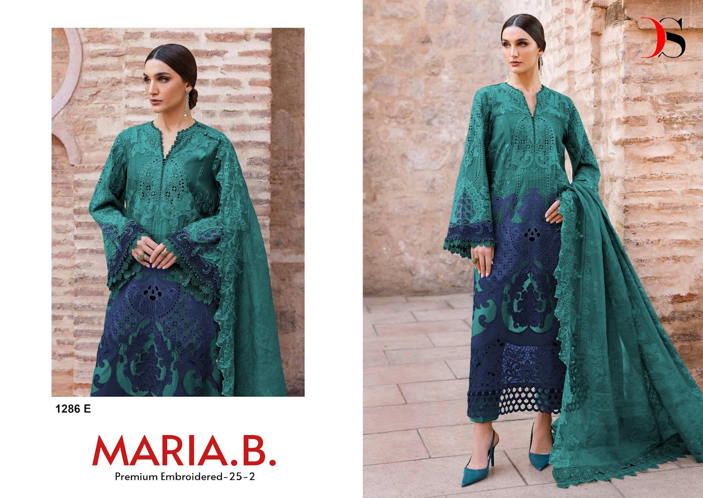 1286 Maria B Premium Embroidered 25-2 Deepsy Cotton Pakistani Salwar Suits Wholesale Price