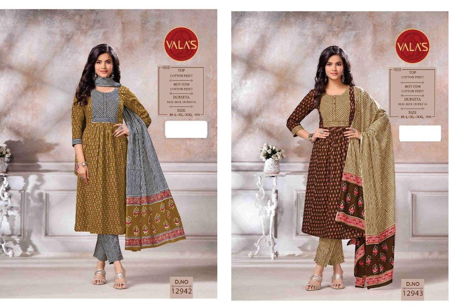 12942-12943 Valas Cotton Readymade Pant Style Suits Exporter Ahmedabad