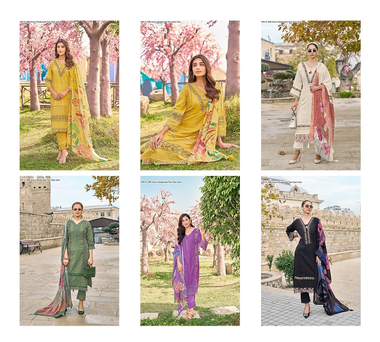 1296 To 1300 Amara Pure Cotton Readymade Pant Style Suits Manufacturer