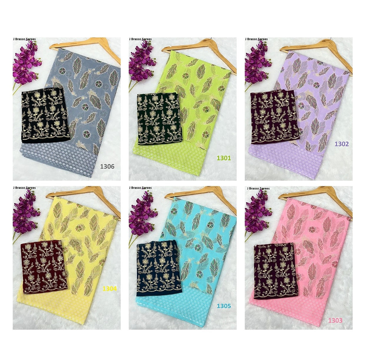1301-1306 J Brasso Sarees Supplier Gujarat
