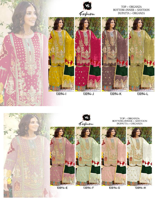 13094 Vs Fashion Organza Pakistani Salwar Suits