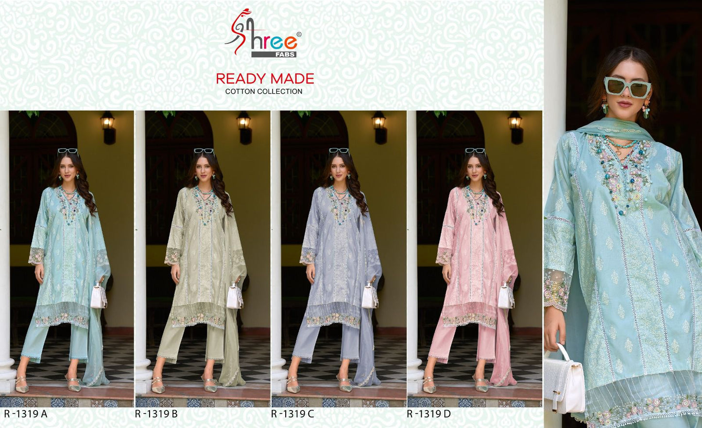 1319 Shree Fabs Cambric Cotton Pakistani Readymade Suits Exporter Ahmedabad