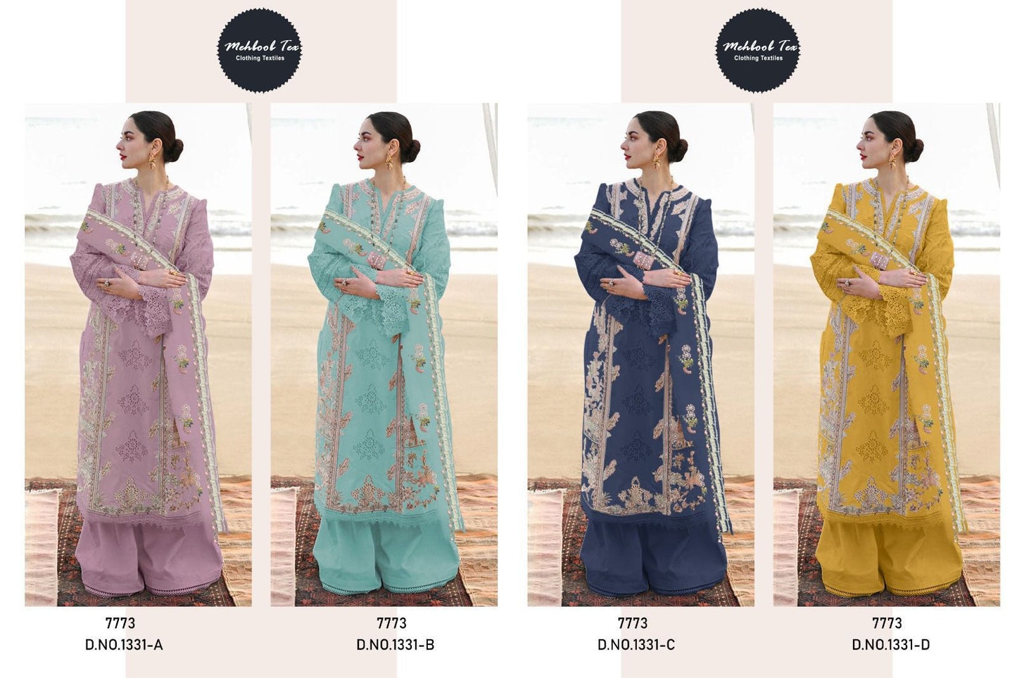 1331 Mehboob Tex Organza Pakistani Salwar Suits