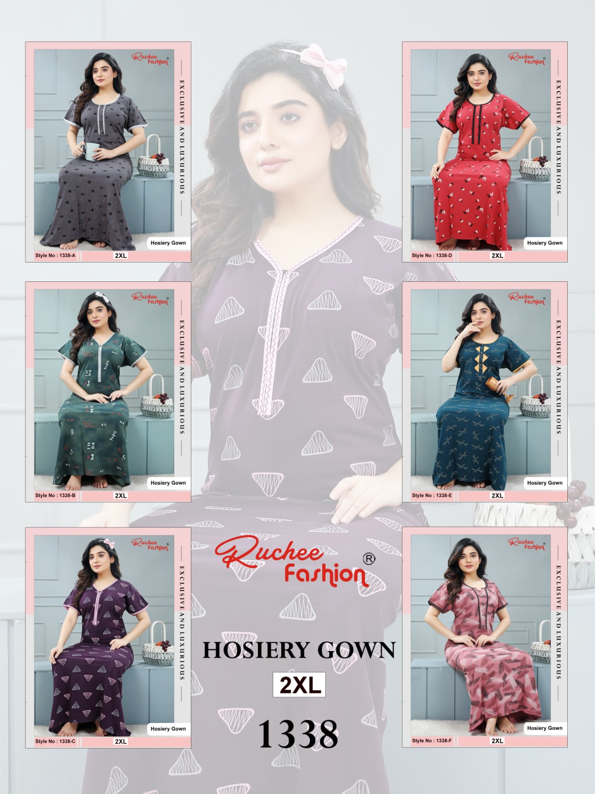 1338 Ruchee Fashion Hosiery Sinker Night Gowns Exporter Ahmedabad