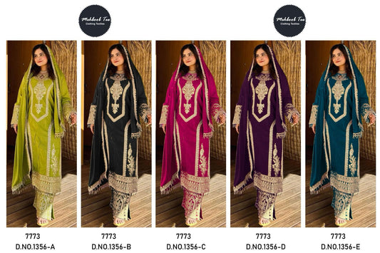 1356 Mehboob Tex Chinon Silk Pakistani Readymade Suits Wholesaler Gujarat