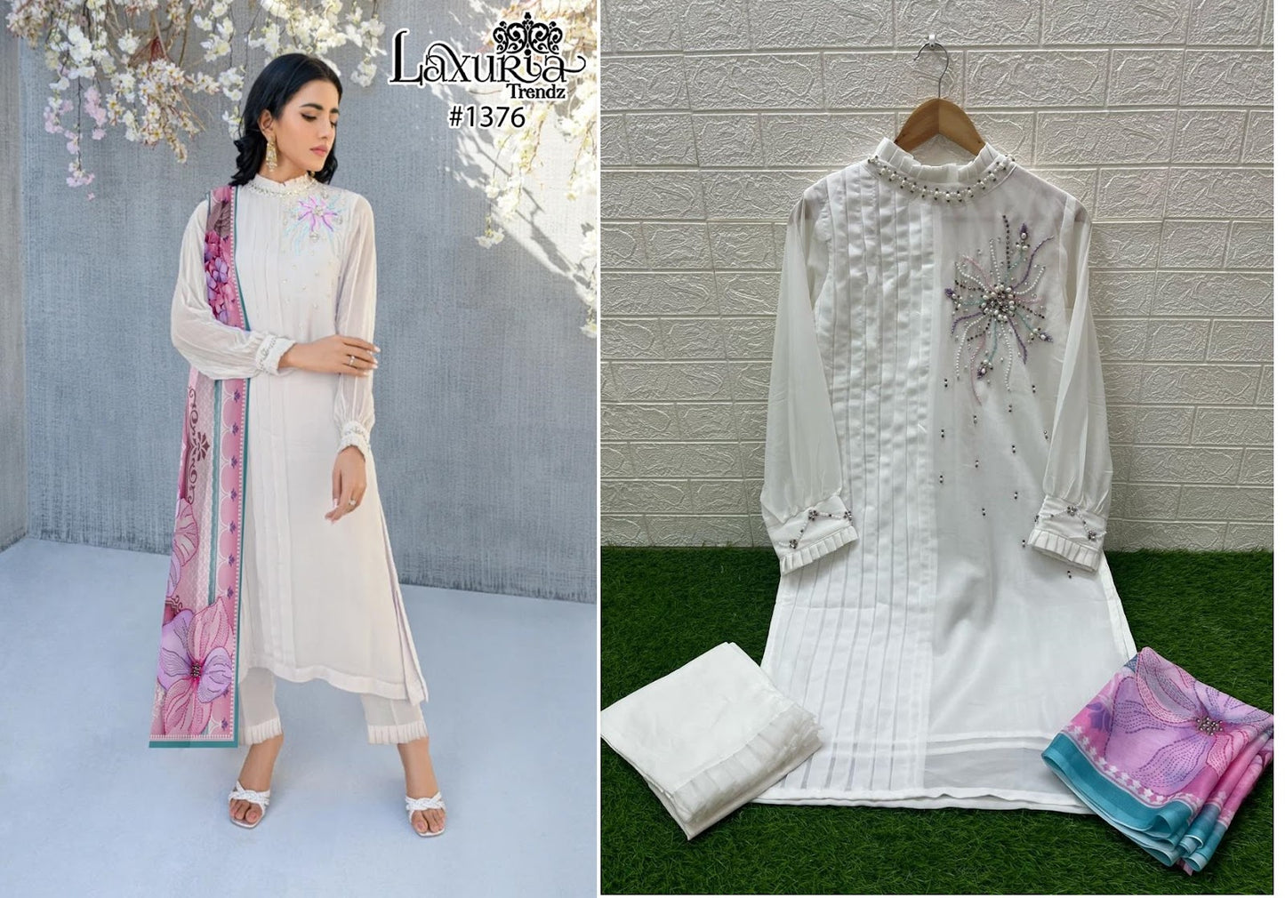 1376 Laxuria Trendz Fox Georgette Pakistani Readymade Suits