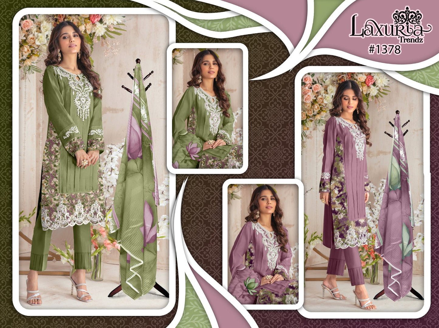 1378 Laxuria Trendz Fox Georgette Pakistani Readymade Suits Wholesale Price