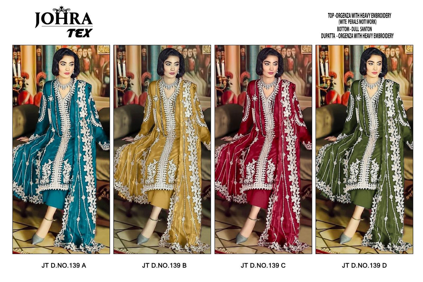 139 Johra Tex Organza Pakistani Salwar Suits Manufacturer
