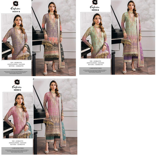 14054 Vs Fashion Georgette Pakistani Salwar Suits Wholesale Price