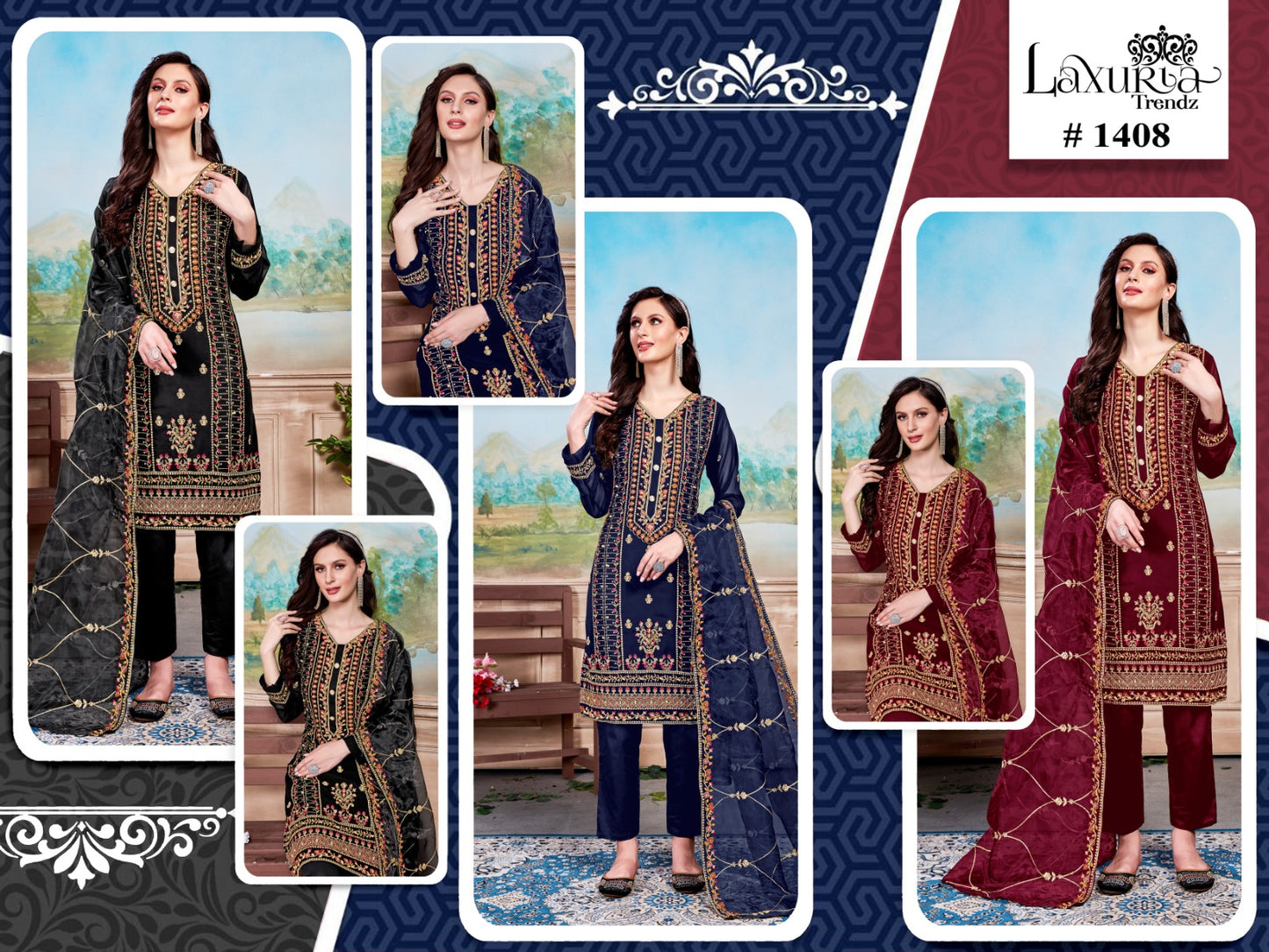 1408 Laxuria Trendz Fox Georgette Pakistani Readymade Suits Wholesale