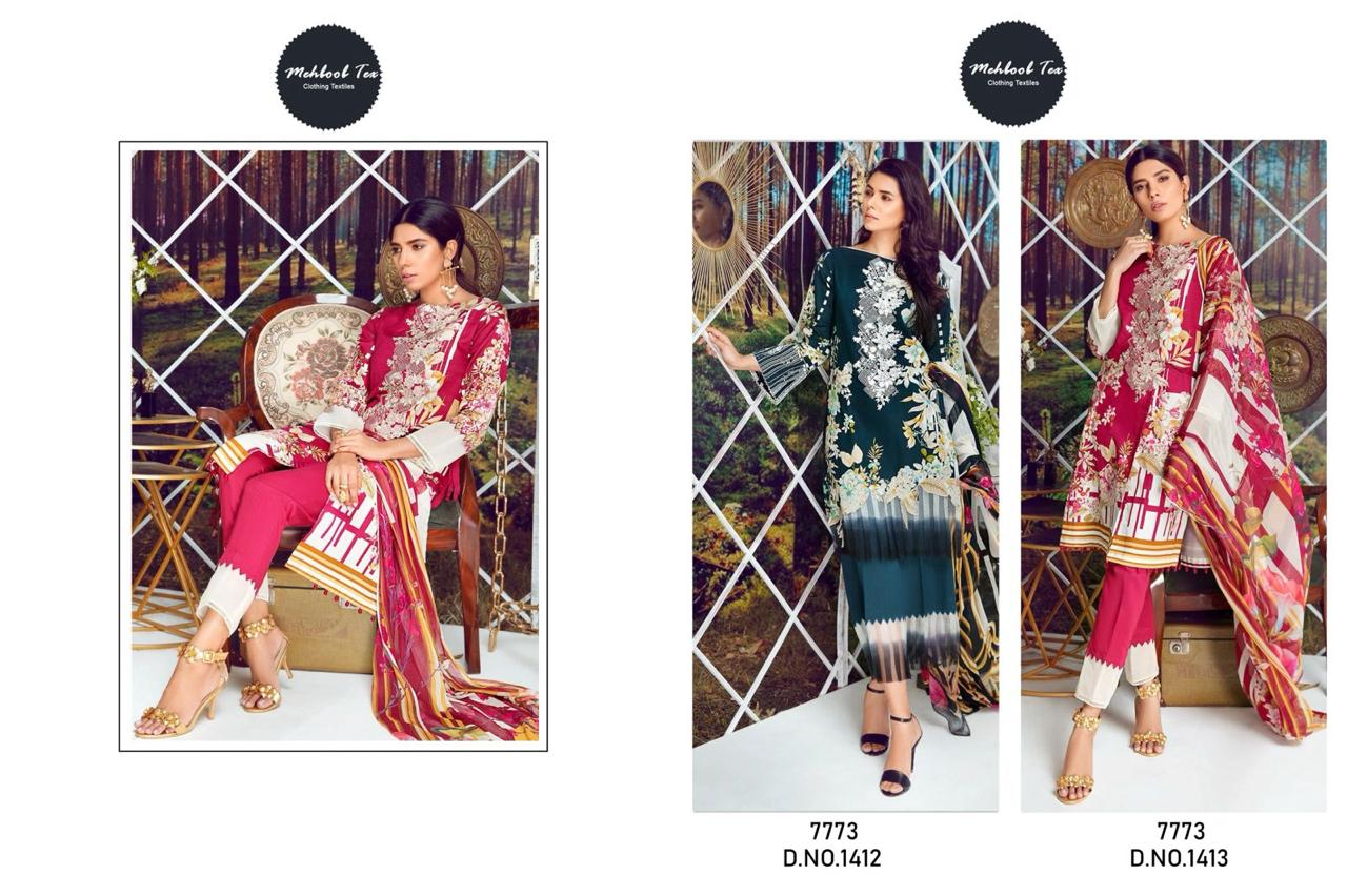 1412-1413 Mehboob Tex Pure Cotton Pakistani Salwar Suits Manufacturer Gujarat