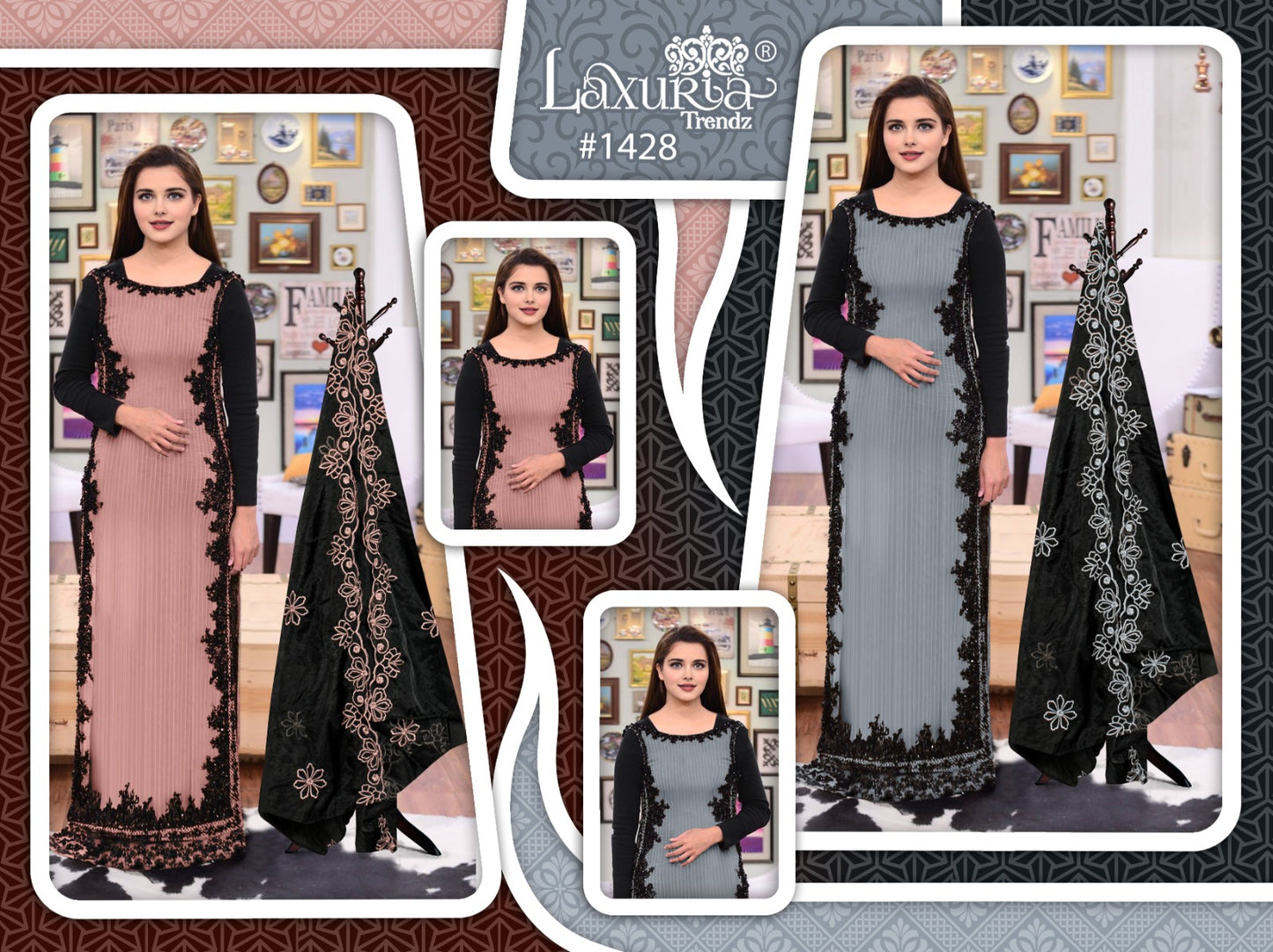 1428 Laxuria Trendz Georgette Pakistani Readymade Suits Exporter Gujarat