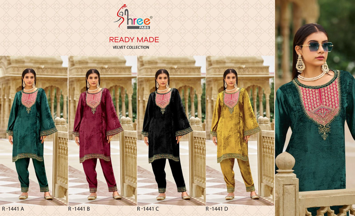 1441 Velvet Shree Fabs Viscose Co Ord Set Wholesale Price