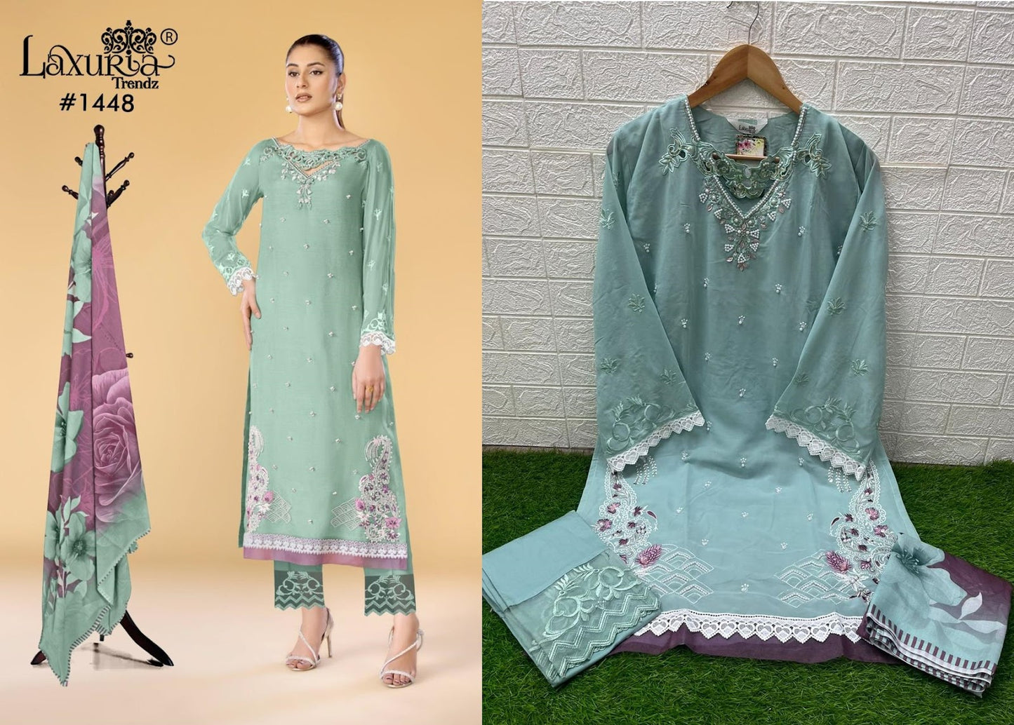 1448 Laxuria Trendz Faux Georgette Pakistani Readymade Suits Supplier Gujarat