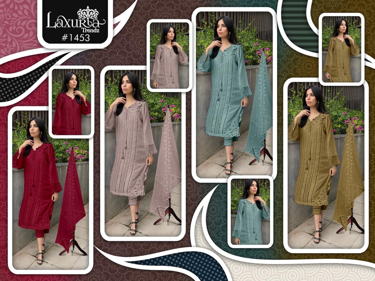 1453 Laxuria Trendz Slub Pakistani Readymade Suits Wholesaler Ahmedabad
