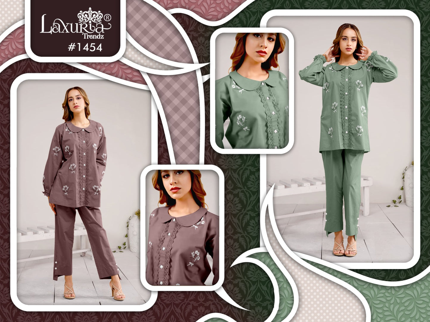 1454 Laxuria Trendz Roman Silk Co Ord Set Supplier Gujarat