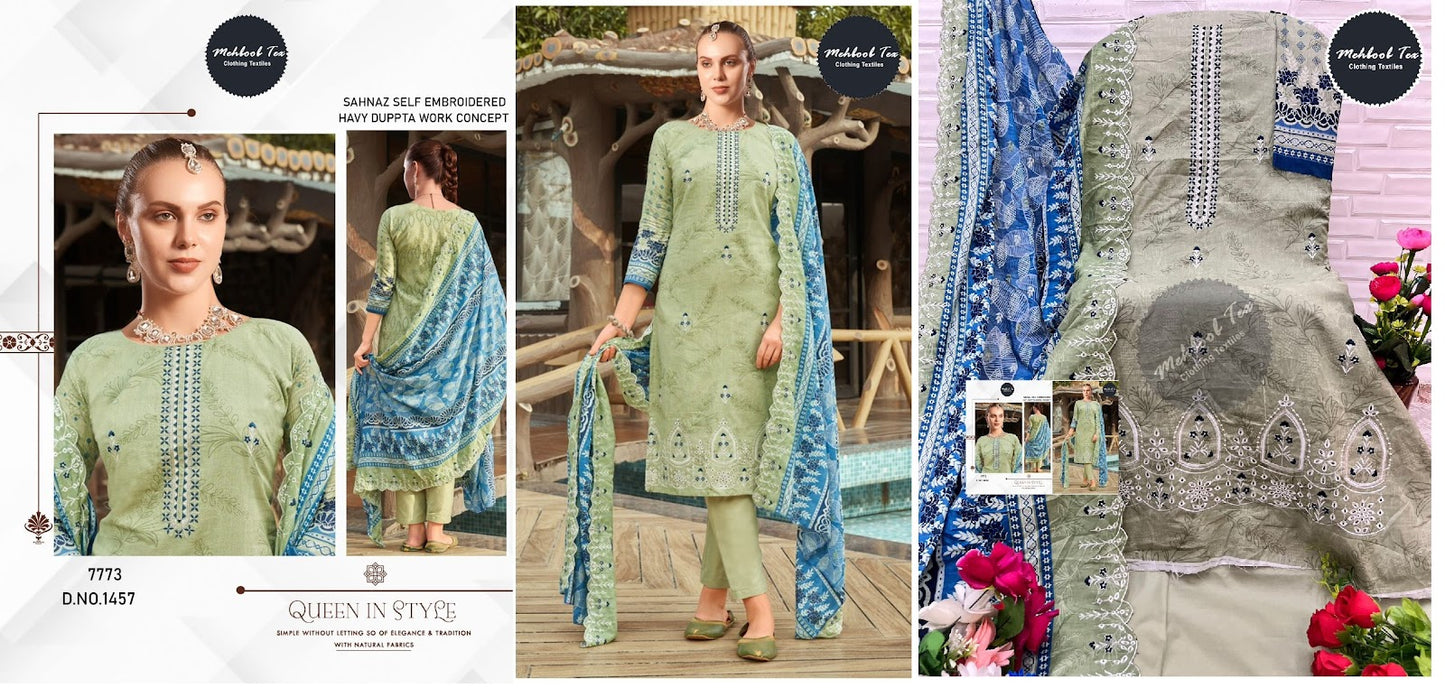 1457-1460 Mehboob Tex Pure Cotton Pakistani Salwar Suits Exporter Ahmedabad