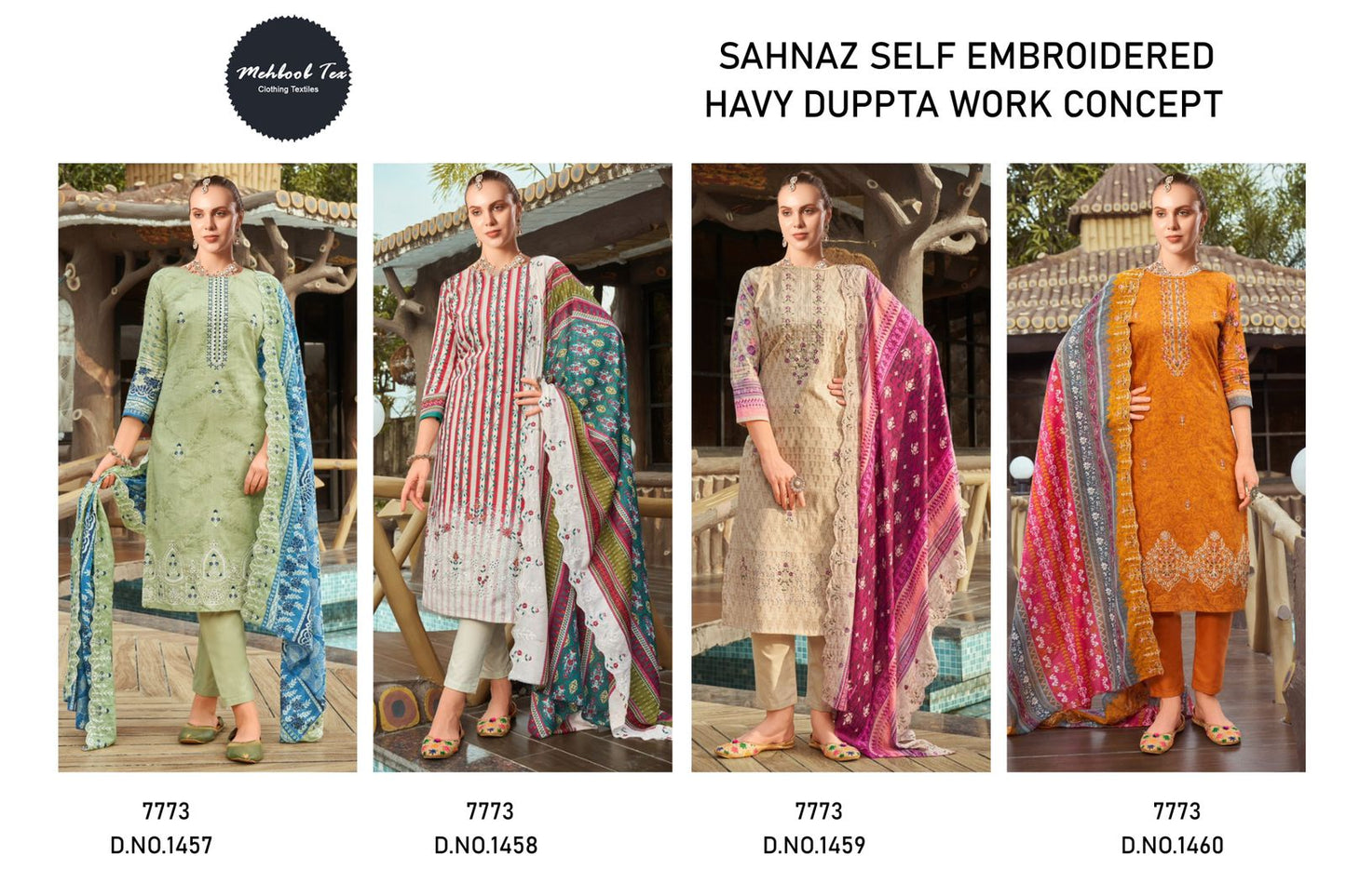 1457-1460 Mehboob Tex Pure Cotton Pakistani Salwar Suits Exporter Ahmedabad
