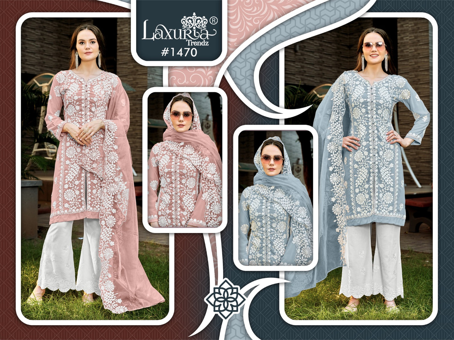 1470 Laxuria Trendz Faux Georgette Pakistani Readymade Suits Wholesaler India