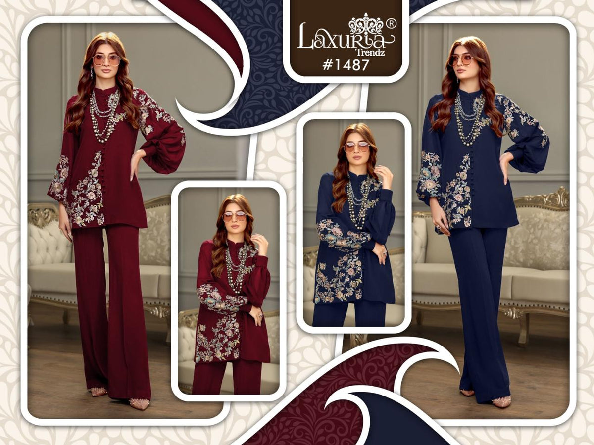 1487 Laxuria Trendz Fox Georgette Co Ord Set Supplier Gujarat