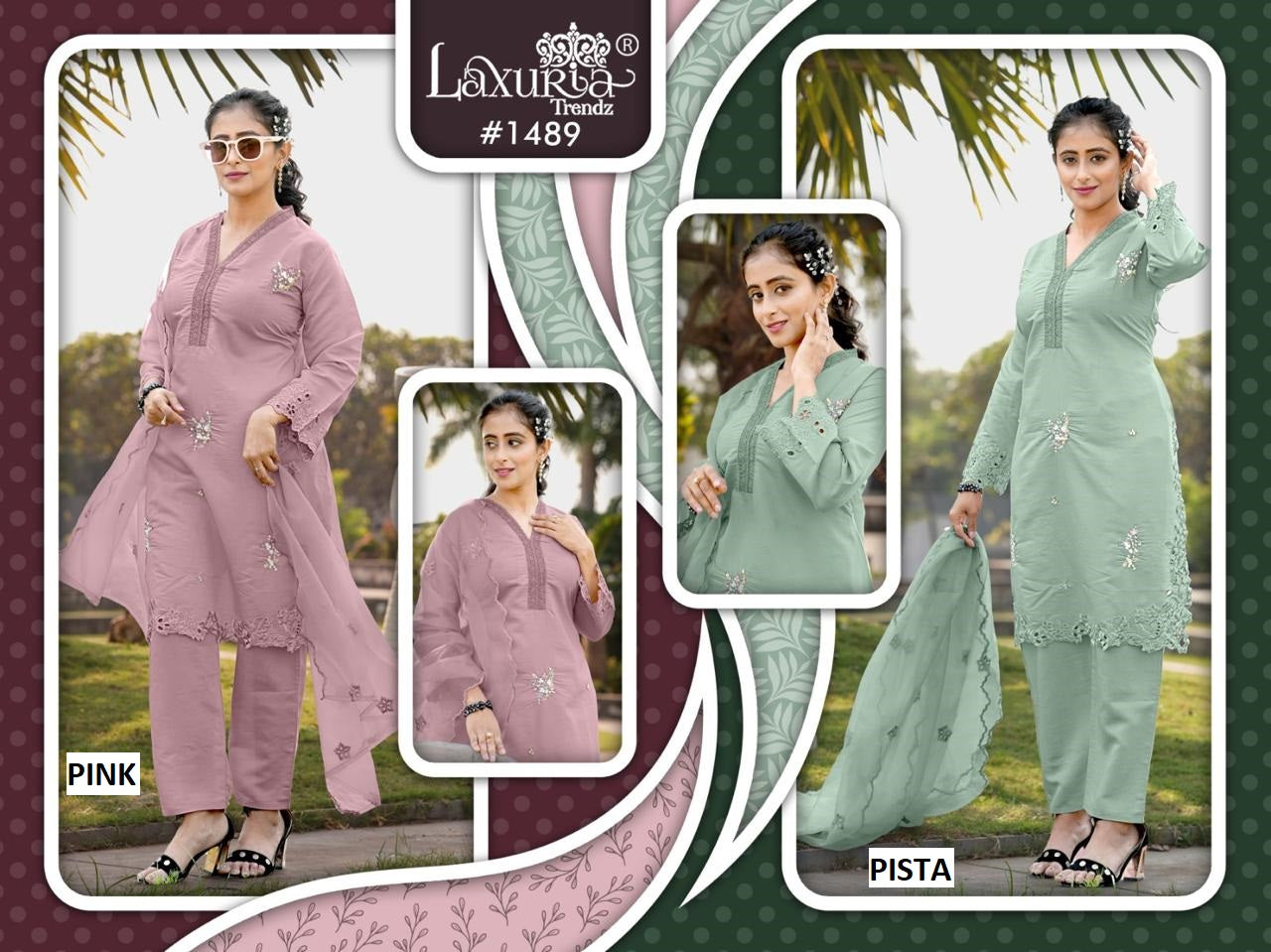 1489 Laxuria Trendz Roman Silk Pakistani Readymade Suits Exporter