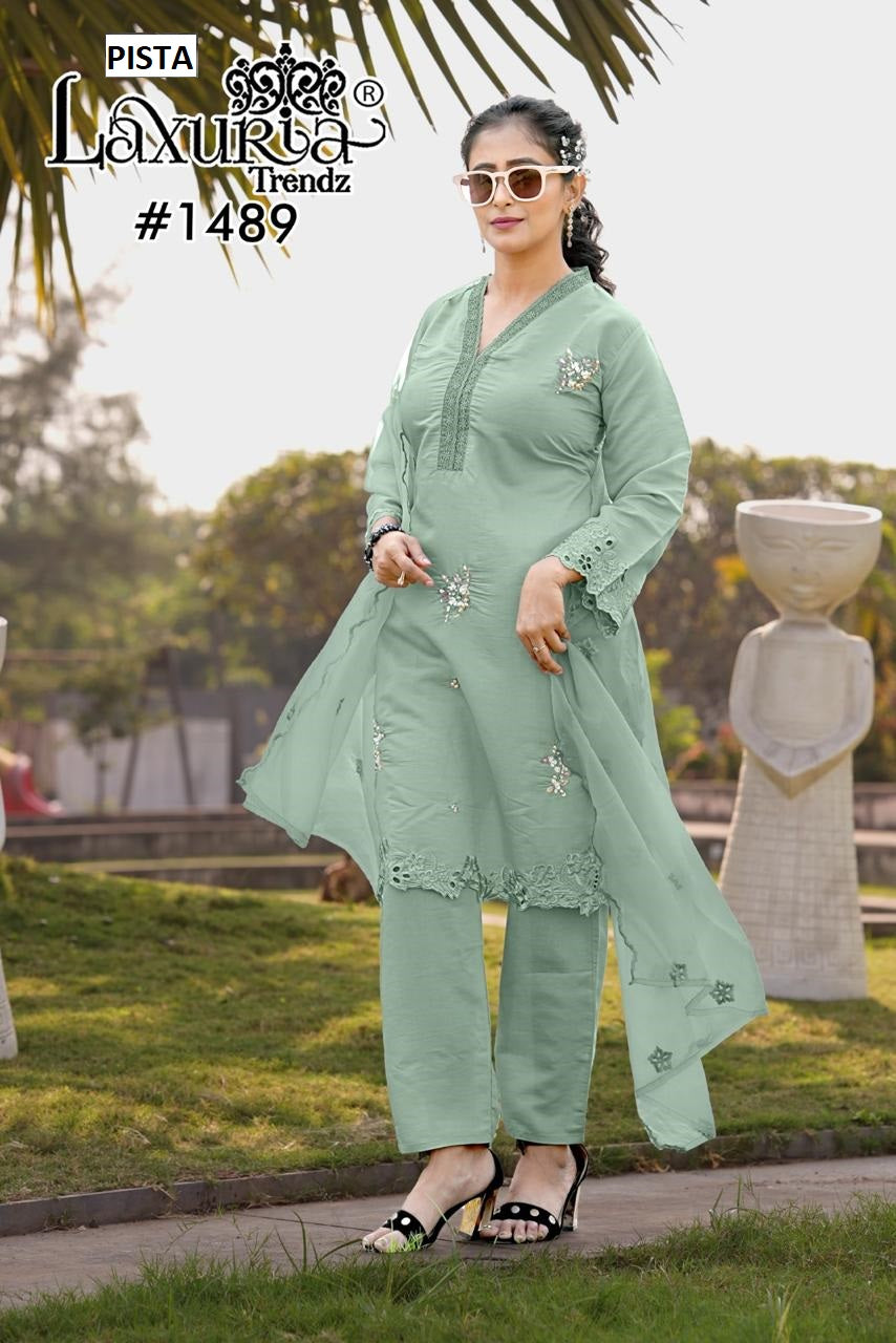 1489 Laxuria Trendz Roman Silk Pakistani Readymade Suits Exporter