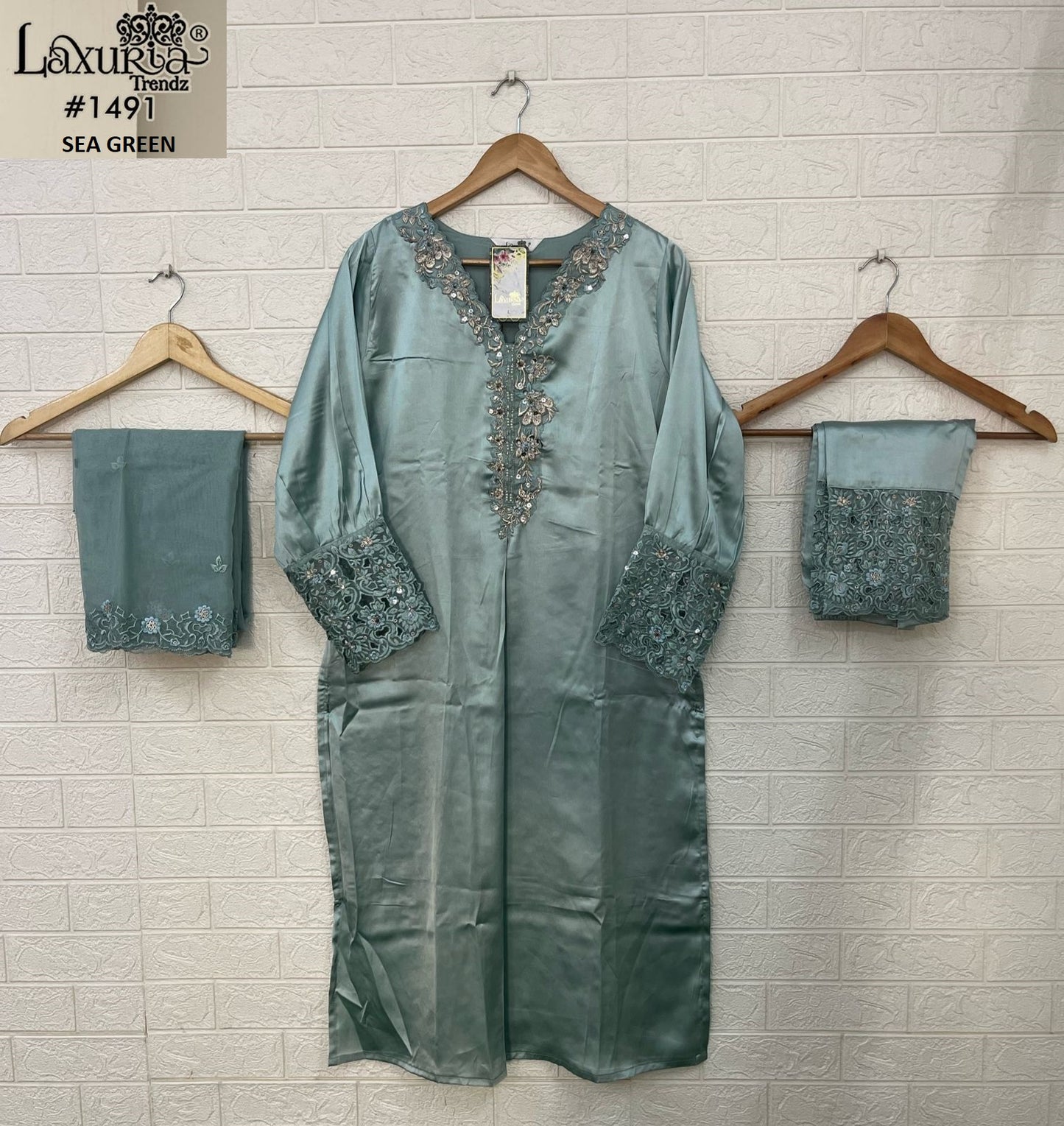 1491 Laxuria Trendz Satin Pakistani Readymade Suits Supplier India