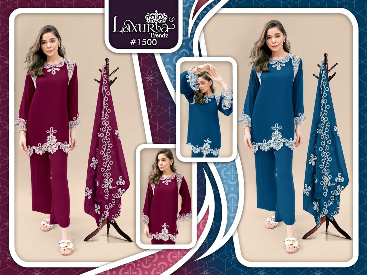 1500 Laxuria Trendz Vichitra Silk Pakistani Readymade Suits Wholesale Price