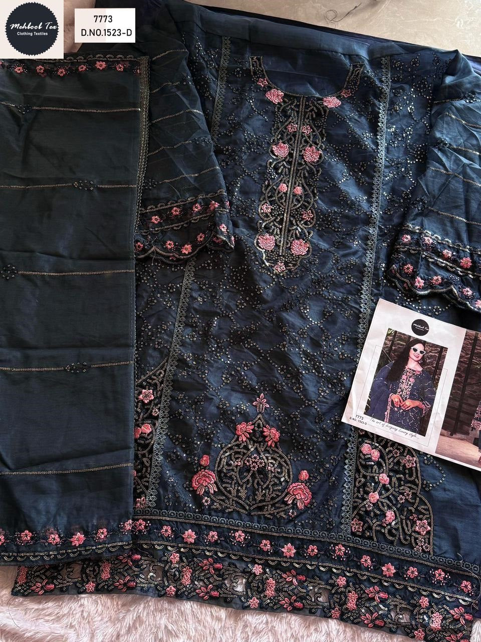 1523Abcd Mehboob Tex Organza Pakistani Salwar Suits Wholesale Price