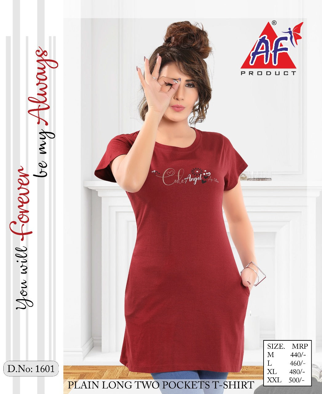 1601 Afdc 30 Count Women Long Tshirt
