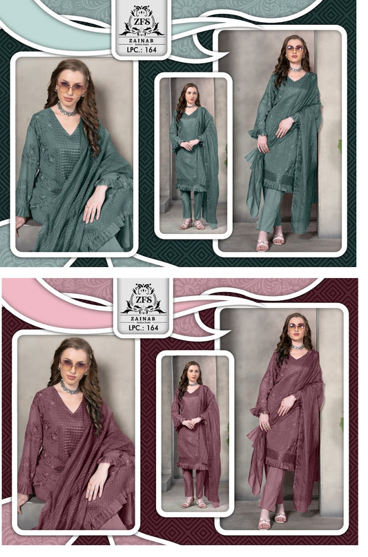 164 Zainab Fashion Studio Georgette Pakistani Readymade Suits Manufacturer Ahmedabad