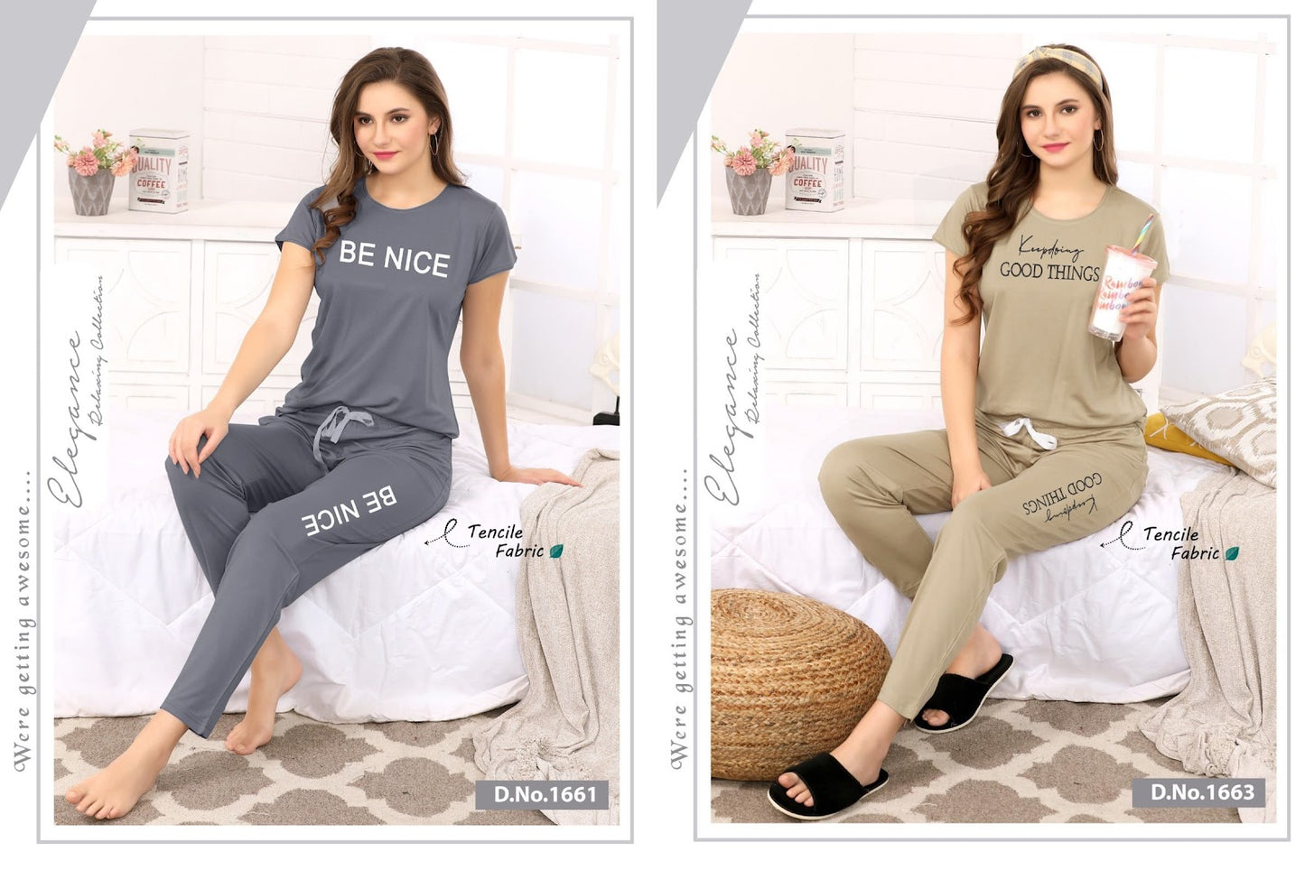 1661-1663 Ks Tencil Pyjama Night Suits Manufacturer