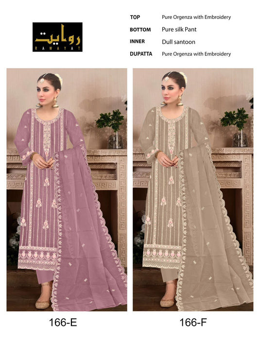 166 Rawayat Pure Organza Pakistani Readymade Suits