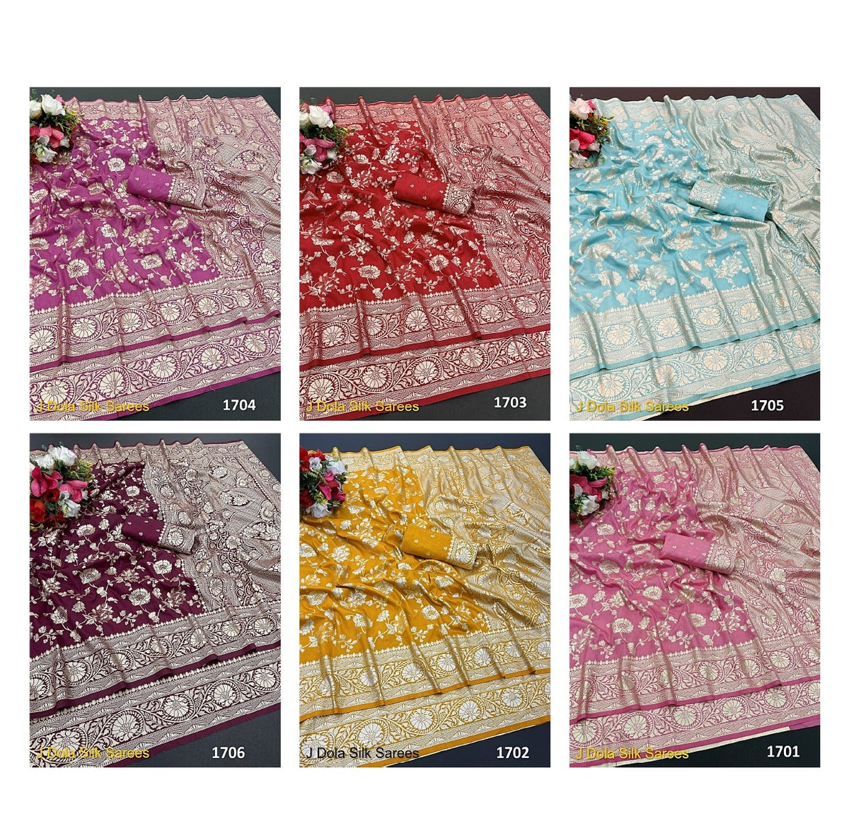 1701-1706 J Dola Silk Sarees Exporter India